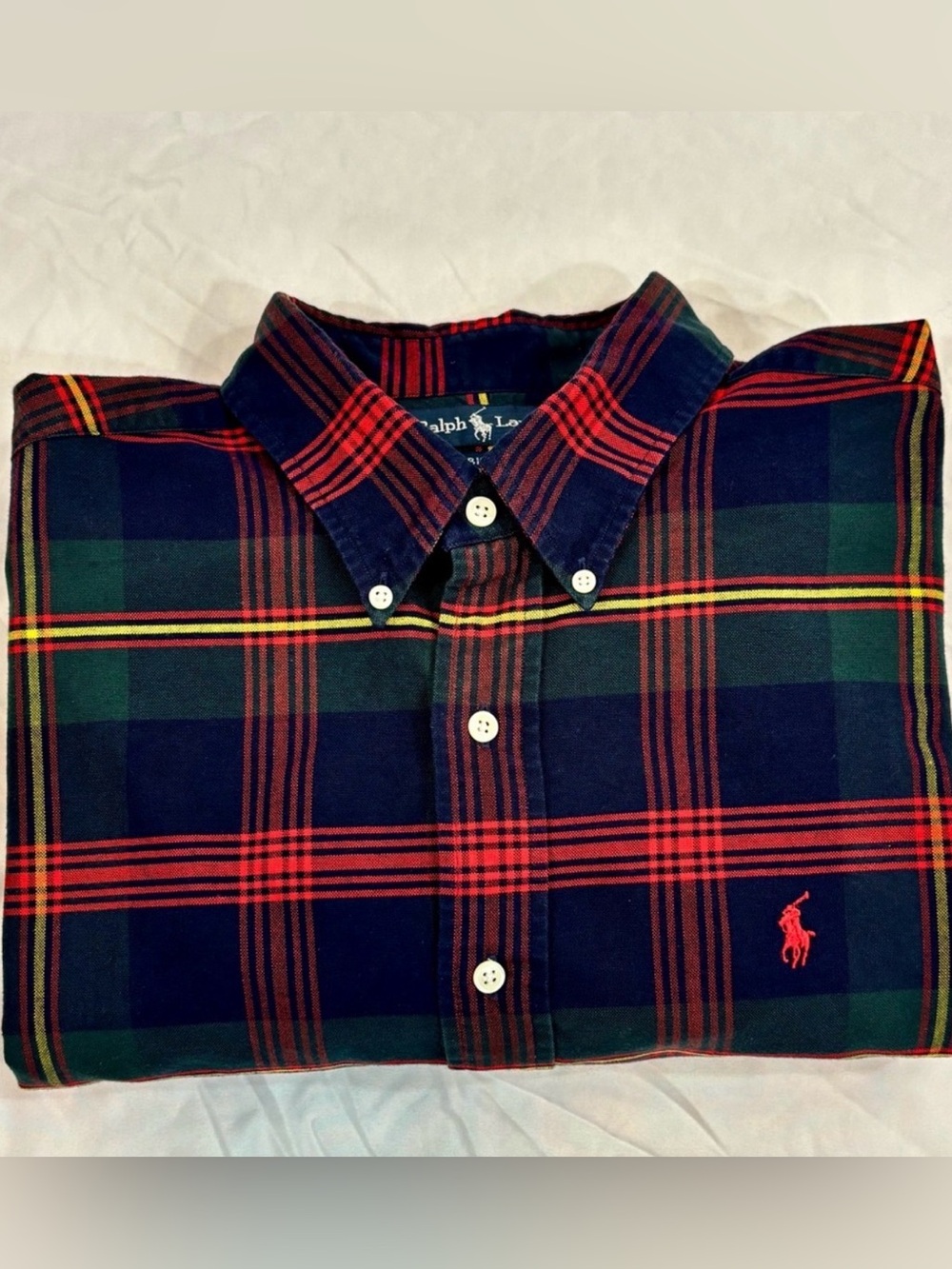 🔥 VINTAGE 90s Polo Ralph Lauren "The Big Shirt" Tartan Plaid Button Down